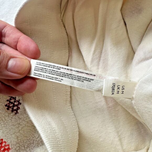 Anthropologie Daily Practice Ivory Lounge Fleece Jogger Pants Embroidered Size M - Picture 7 of 11